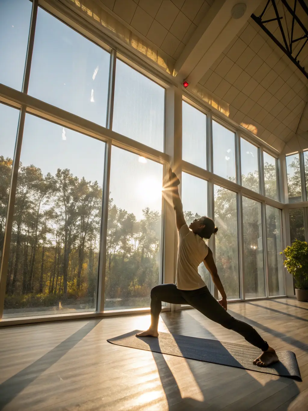 A dynamic image of a person performing a challenging yoga asana, such as a handstand or advanced balancing pose, showcasing the strength and flexibility of Vinyasa yoga.